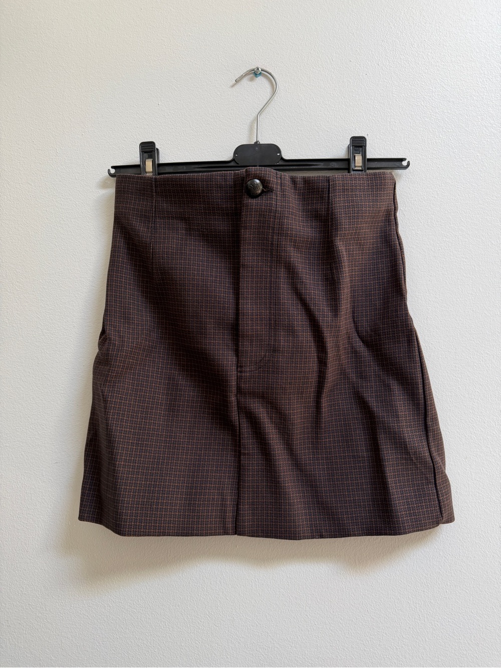 Zara Brown Plaid A-Line Mini Skirt